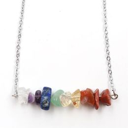 Pendant Necklaces 12Pieces Reiki Healing Natural Crystal Necklace Irregular Gravel Chips Stone Amethysts Amazonite Lapis Lazuli Qu249K