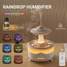 Steamer Rain Cloud Humidifier Raindrop Mushroom 2/4/8h Timing Colorful Night Light Essential Oil Diffuser Home Bedroom Gifts 231020