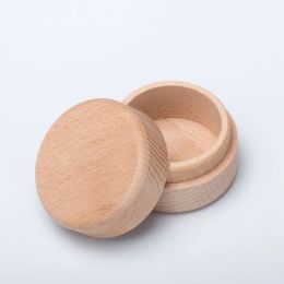 1pc Portable Vintage Round Natural Wooden Jewellery Storage Box Ring Earrings Container Storage Case New Arrival Top Quality