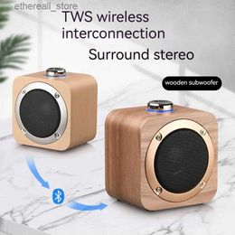 Cell Phone Speakers New Wooden Wireless Bluetooth Speaker Home Tws Interconnected Stereo Surround Loudspeaker Box Q231021