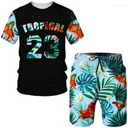 Men's Tracksuits 2023 Men Spring Summer Breathable Round Neck Short Sleeve T-shirt Shorts Digit Pattern 3D Printing Fashion Trend Casual Set