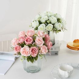 Decorative Flowers Christmas Home Party Decorate 30Cm Silk Material Rose Wedding Centerpieces For Tables Scrapbooking Wreath Diy Artificial