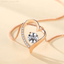 Luxury Sterling Silver Fashion Jewellery Rose Gold Plated Box Chain Moissanite Heart Pendant Necklaces