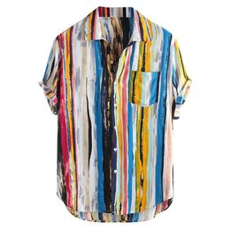 New Men Shirts High Quality Luxury Stylish Mens Multi Color Lump Chest Pocket Short Sleeve Round Hem Loose Blouse249c