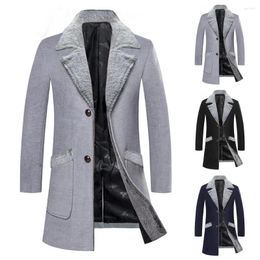 Men's Trench Coats Men Business Jacket Super Soft Male Coat Solid Color Windproof Buttons Outwear Woolen Keep Warm