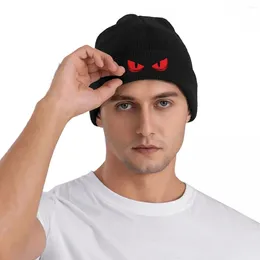 Berets Scary Bonnet Hats Red Eyes Beanie Custom Knit Hat Autumn Street Adult Unisex Kpop Thermal Elastic Caps