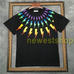 High Quality tshirts mens Colour geometry printing t shirts Fashion rainbow print T shirt Womens Cool Designer t-Shirts unsex tee218i