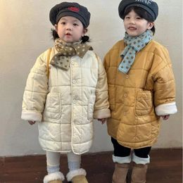 Down Coat Wintrer Kids Cotton-padded Long Style Coats Boys Parkas Fur Lining Thicken Warm Girls Jackets