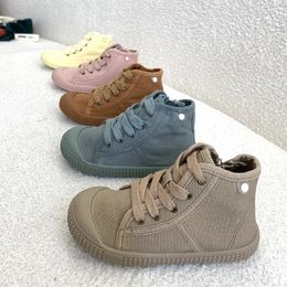 Flat shoes Children Casual Shoes Unisex 2023 Classic High Top Girls Canvas Student Lace up Sneakers for Boys Kids Child 231019
