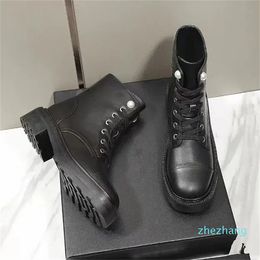 2023-Designer Bootie biker Black white All-purpose Lace-up boots work boots Women's Ankle