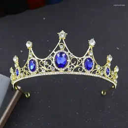 Hair Clips Baroque Zircon Bridal Tiara Headpiece Gold Color Crystal Wedding Crown Accessories Women Birthday Party Rhinestone Crowns