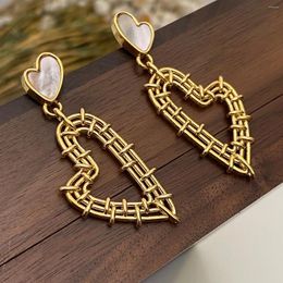 Dangle Earrings LONDANY Love Retro Texture Shell Hollow Woven Temperament Stud