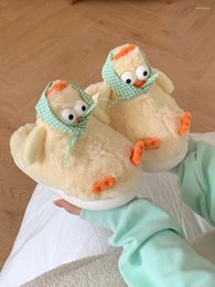 Slippers Plush Cute Cartoon Chicken Cotton For Women's 2023 Winter Internet Celebrity Home Shoes Household Slipper