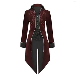 Men's Jackets Mens Jacket Steampunk Gothic Victorian Tailcoat Vintage Halloween Cosplay Costume Tuxedo Man Coat Party Stage Uniform