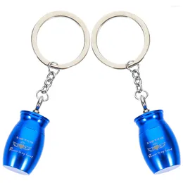Storage Bottles 2 Pcs Urn Mini Keepsake Urns Key Pendant Pet Ash Container Chain Decor Metal Ring Hanging Ornament