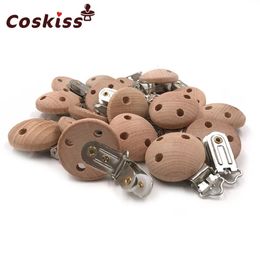 Teethers Toys 20pcs Wooden Pacifier Clip Nursing Accessories Beech Pacifier Clips Chewable Teething Diy Dummy Clip Chains Baby Teether 231020