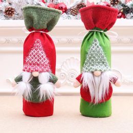 Christmas Decorations Wine Bottle Cover Champagne Storage Bag Home Dinner Party Xmas Tree Flower Stocking Gift Year