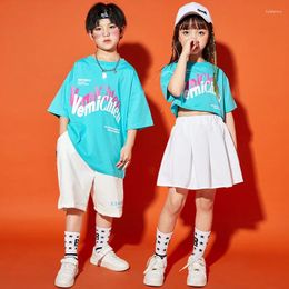 Stage Wear Kids Hip Hop Dancing Costumes For Girls Boys Jazz Dance Ballroom Clothes Child Party Show Shirts Pants Skirt