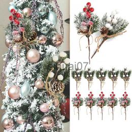 Christmas Decorations 5-piece Christmas Red Berry Art Flower Pine Tree Cone Branch Christmas Tree Decoration Gift Packaging Home DIY Wrench x1020