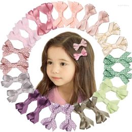 Hair Accessories 24pcs/lot Cute 2inch Bows For Little Girl Dot Boutique Ribbon Clips Kids School Party Headwear Po