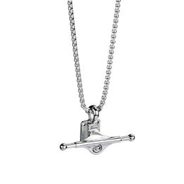 Pendant Necklaces Hip Hop Rock Gold Silver Colour Stainless Steel Skateboard Bracket Pendants For Men Rapper Jewellery Drop288G