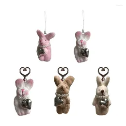Keychains Plush Stuffed Keychain Funny Pearls Love Bunnys Soft Pendant Keyring For Decor