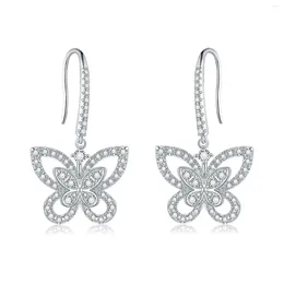 Dangle Earrings EM4032O Lefei Fashion Trendy Classic Luxury Moissanite Diamond-set Butterfly Hook Women Silver S925 Party Jewelry Gift