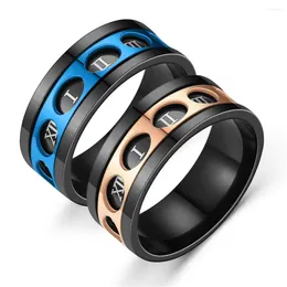 Cluster Rings AsJerlya Titanium Stainless Steel Roman Numerals Ring Rotation Depressurize For Men Women Fashion Jewellery Accessories