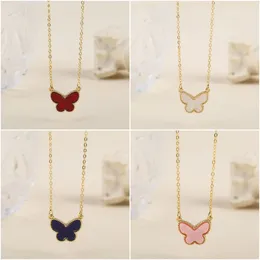 Pendant Necklaces 18K Copper Gold Plated Colorful Butterfly Necklace For Women Retro Girls Chain Jewelry Gift Charms