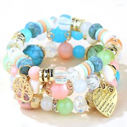Charm Bracelets Bohemian Beads For Women Bijoux Fashion Heart Pendant Bangles Vintage Multilayer Jewelry Accessories