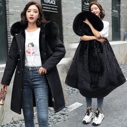 Women's Trench Coats Winter Snow Jacket 6XL 2023 Women Parka Clothes Thicken Long Coat Wool Liner Hooded Fur Collar Warm Wear Padded