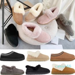 Chestnut Fur Slides Sheepskin Shearling bootiesWomen Men Ultra Mini Platform Boot Slip-on Shoes Suede Upper Boots