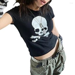 Women's T Shirts 2023 Grunge Trashy Aesthetic Women Goth Clothes Y2k Crop Tops Summer Short Sleeve Tees Young Girls Streetwear