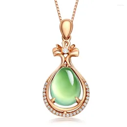 Pendant Necklaces Ociki Rose Gold Color CZ Green Opal Necklace Jewelry Chokers OL For Women Girls Gift Drop Wholesale