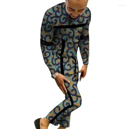 Men's Tracksuits Patchwork Design Sets Printed Nigerian Style Male Groom Suits African Fashion Wedding Party Garments