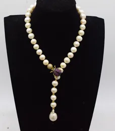 Chains Wholesale Freshwater Pearl White Round 11-12mm Insect Hook Necklace 19inch Nature Beads Reborn Keshi Drop