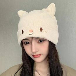 Berets Women Autumn Winter Cute Cap Hat Female Cartoon Bear Ears Lady Girl Kawaii Knitted Crochet Beanies For