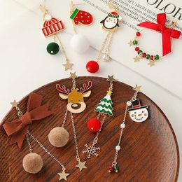 Stud Christmas Tree Earrings Cute Cartoon Elk Santa Claus Snowman Drop For Women Girls Xmas Jewellery Gifts Wholesale 231020