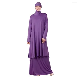 Ethnic Clothing 2PCS Eid Hooded Muslim Women Hijab Dress Prayer Garment Ramadan Clothes Full Cover Niqab Islam Dubai Modest Robe Abaya Skirt