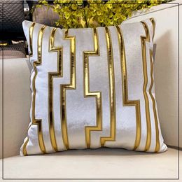 Pillow Case Modern Beige Shiny Gold Velvet Geometry Home Throw Cushion Cover Decorative Square Pillow Case 45 x 45 cm 1 Piece Pack 231013