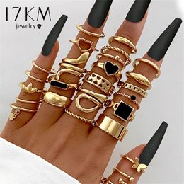 Solitaire Ring Fashion Gold Color Snake For Women 2023 Vintage Black Punk Heart Butterfly Rings Set Female Jewelry Accessories 231019