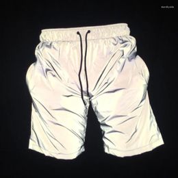 Men's Shorts Boy Summer Casual Reflective Hip Hop Nightclub Short Pants Sportwear Shiny Board Bermuda Masculino 3XL