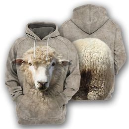 Customised Hoodies & Sweatshirts Fashion 3D Animal sheep Print Men's Hoodie Spring and Autumn Loose Relaxed Long Sleeve Sweater