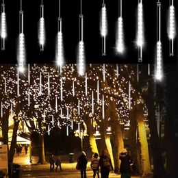 Christmas Decorations 4 Set Solar Led Meteor Shower Lights for Garland Tree Decorative Xmas Colorful Outdoor Fairy String 231019