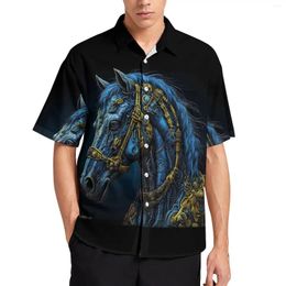 Men's Casual Shirts Horse Shirt Zombie Portraits Beach Loose Hawaiian Stylish Blouses Short-Sleeve Graphic Oversized Clothes