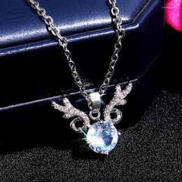 Pendant Necklaces CAOSHI Exquisite Antler Shape Necklace With Bright Round Cut Cubic Zirconia For Women Elegant Daily Collocation Jewellery