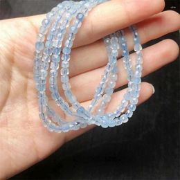 Link Bracelets Natural Aquamarine Cube Bracelet For Women Charm Fortune Energy Bangle Mineral String Woman Amulet Jewellery Gift 1PCS