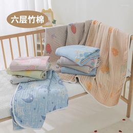 Blankets Six-layer Bamboo Cotton Gauze Jelly Blanket Cute Cartoon Children's Small Soft Wrapped Kindergarten Quilt