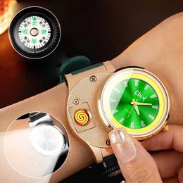 Lighters Tungsten Windproof Rechargeable Lighters Personalized Watch Compass Lighter Cigarette Lighter Lighting Smoking Accessories Gift