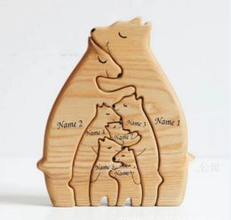 New Wooden Puzzle Party Favor Mother and Child Bear Set Crafts Ornaments DIY Mother's Day Gift Wholesale